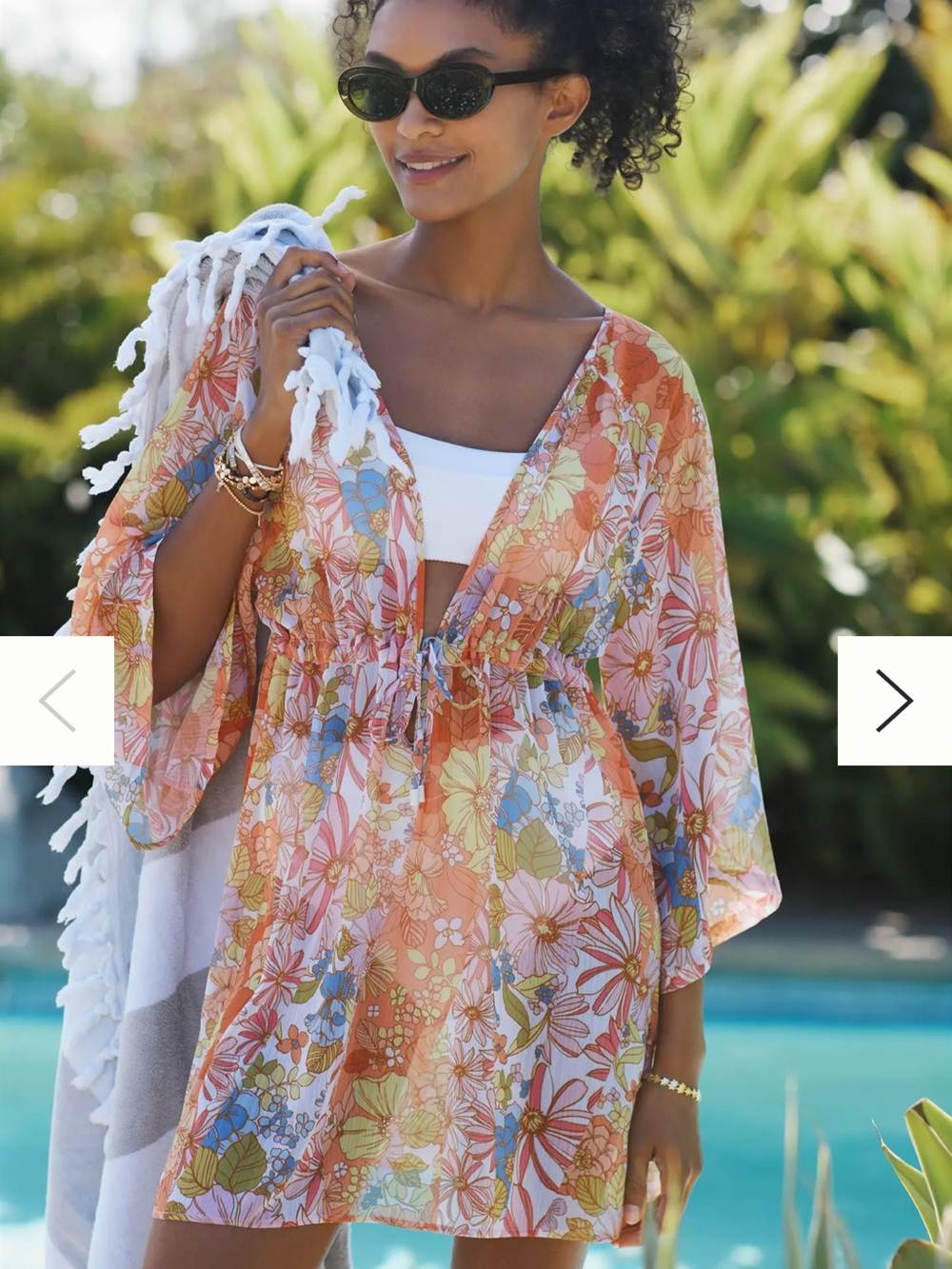 Sanctuary by Anthropologie | Floral Orange, Pink | Multi | Swim Coverup | M